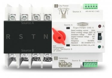 TOMZN 4P 125A, 3 Phase Din Rail ATS Switch